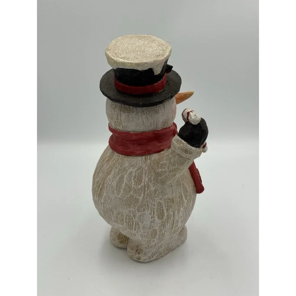 Glenhaven Snowman Figure Resin Christmas Decor Candy Cane Wreath